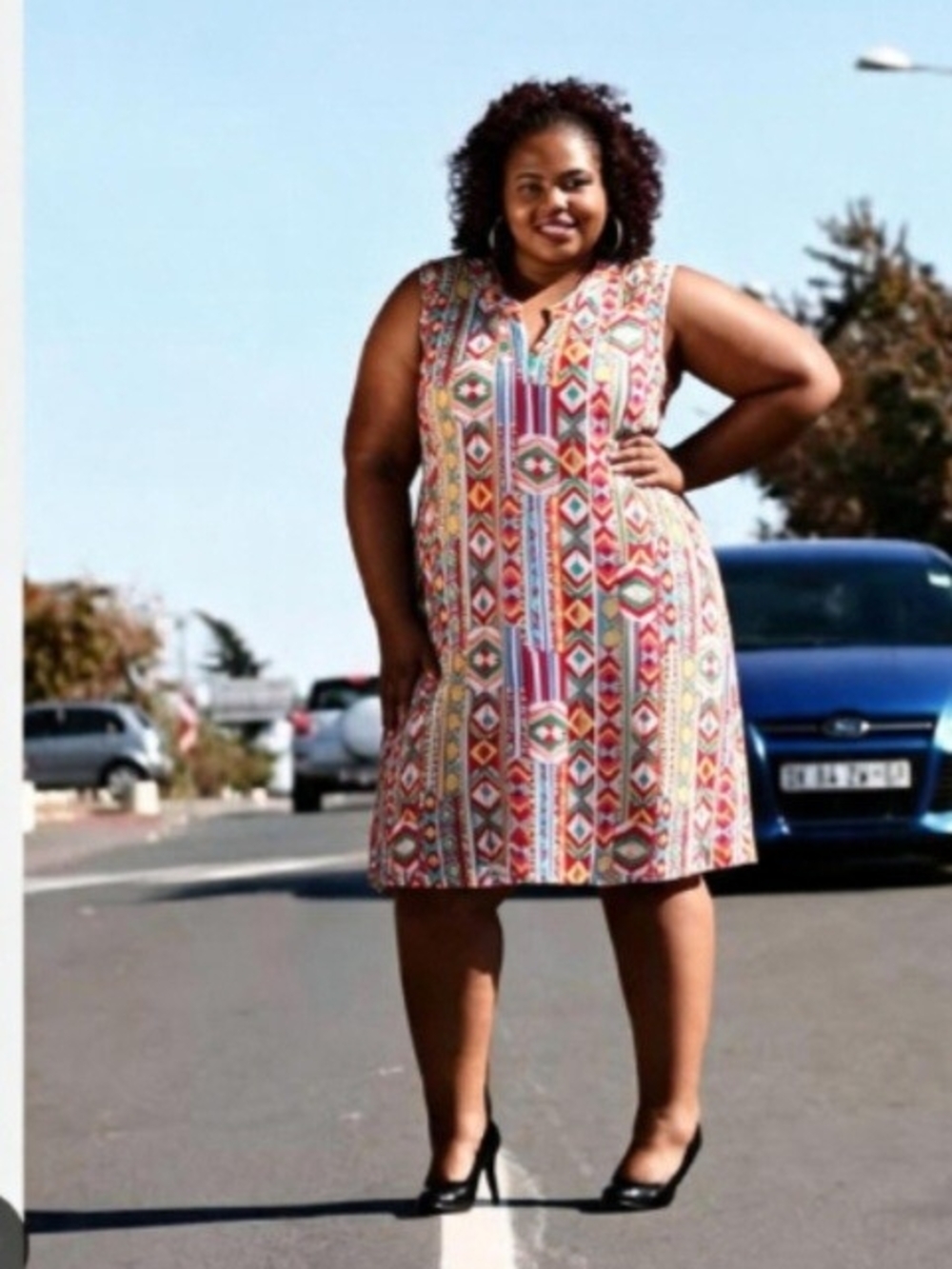Dear Scarlett Brand Plus-Size Multicolor Sleeveless Dress FREE Ring Inc NWT